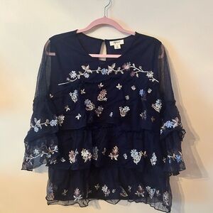 Art Class Midnight Blue Floral Shirt